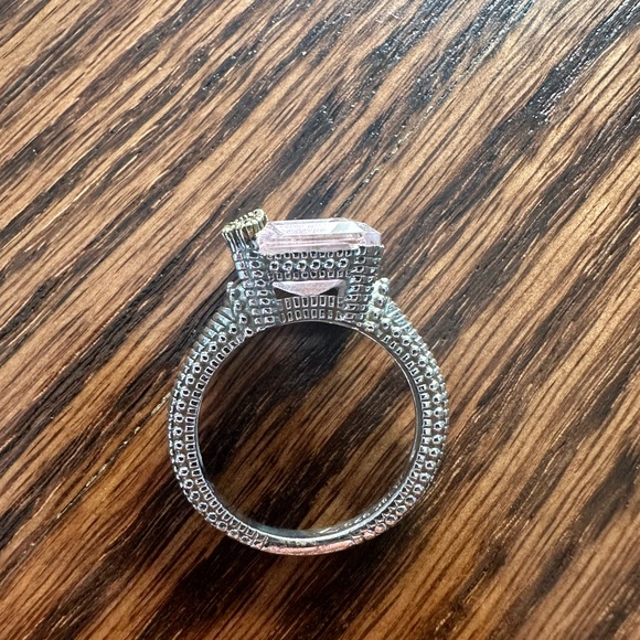 Judith Ripka Pink Morganite Silver Gold 18K 925 Cocktail Ring 7 - Picture 4 of 9